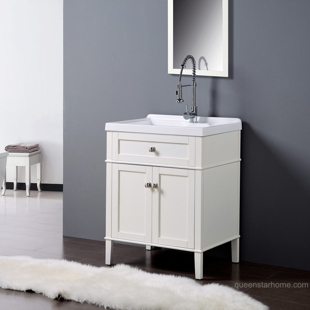 QS-AR 28” white bathroom vanity cabinet